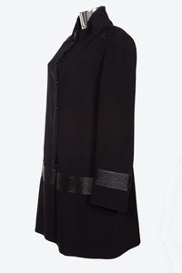 Cappotto da donna in tessuto crepe flora e pelle con e taglie forti LUCCA